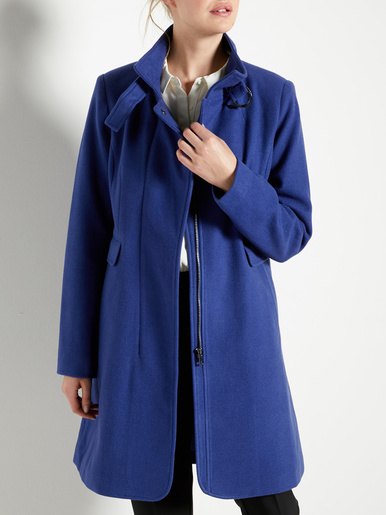 Manteau à col montant à boucle - DAXON - Bleu