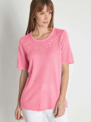 Pull brodé manches courtes - DAXON - Rose