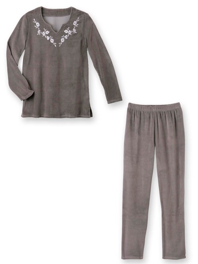 Pyjama manches longues en maille velours - Daxon - Femme