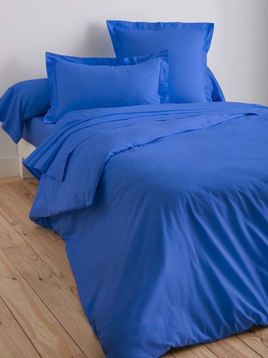 Drap en tissu pur coton - CARRE D AZUR - Bleu indigo