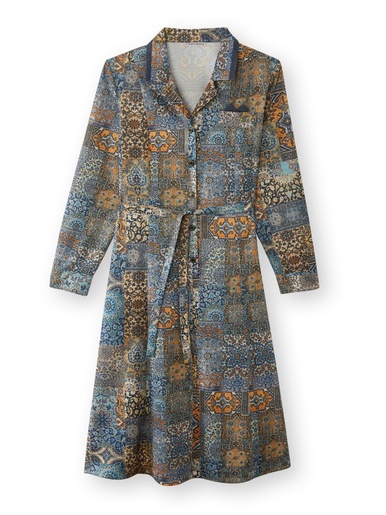 Robe en maille bien chaude - Charmance - Imprimé bleu