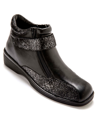 Boots cuir extra larges - Pédiconfort - Noir