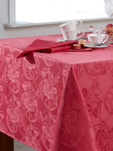 Lot de 3 serviettes de table damassées - BECQUET - Rose bois de rose