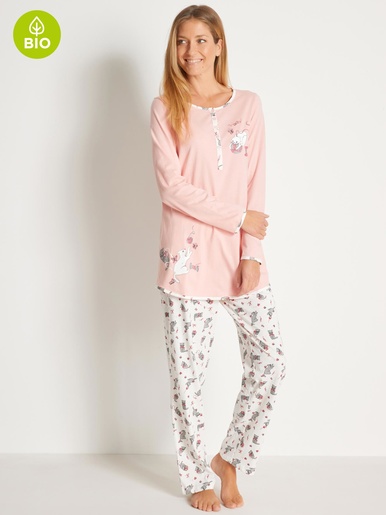 Pyjama en maille pur coton bio - DAXON - Rose