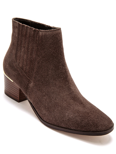 Boots zippées cuir velours, aérosemelle® - Pédiconfort - Marron