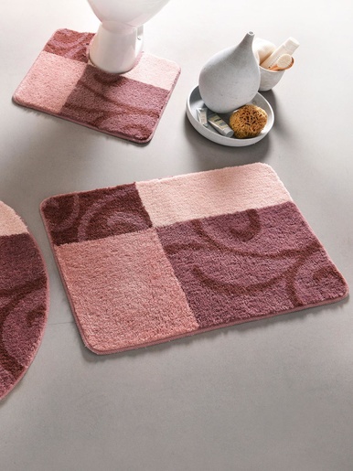 Tapis de bain motif volutes - BECQUET - Vieux rose