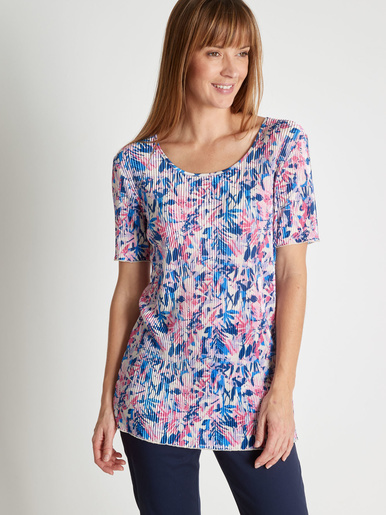 Tee-shirt au plissé permanent - Charmance - Imprimé rose/bleu