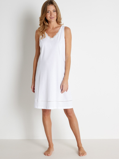 Fond de robe en pur coton long. 90cm - Lingerelle - Blanc