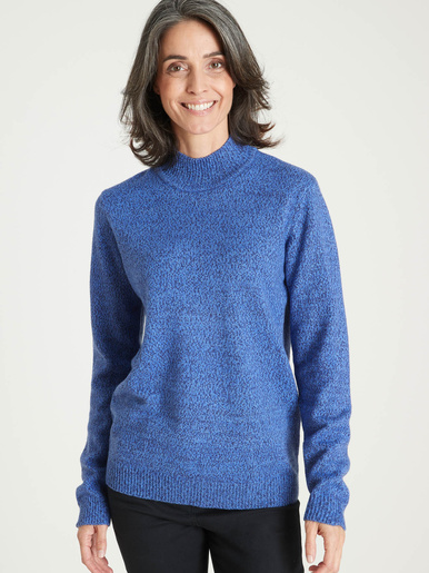 Pull col montant manches longues - DAXON - Bleu chine