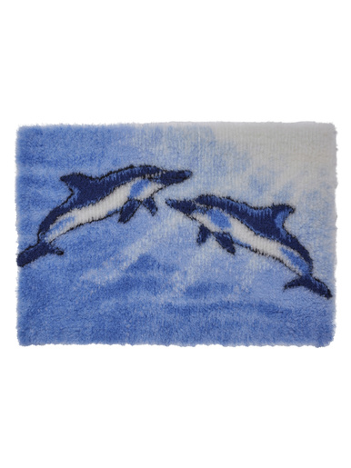 Tapis de bain dauphins - CARRE D AZUR - Bleu