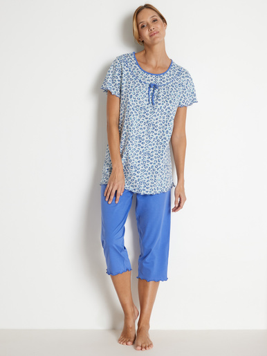 Pyjama manches courtes maille coton bio - Balsamik - Imprimé bleu