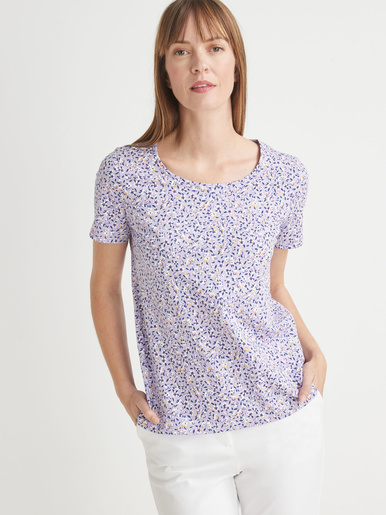 Lot de 2 shirts manches courtes - Charmance - Imprimé patch lilas + imprimé fleuri