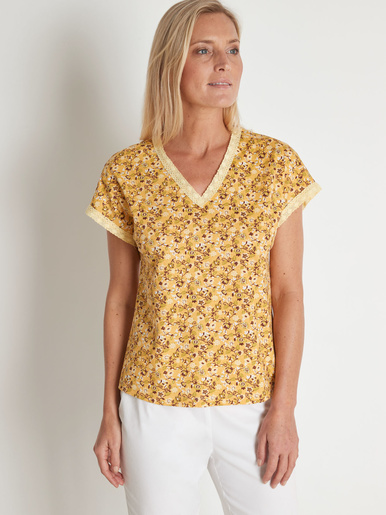 Lot de 2 tee-shirt manches T courtes - DAXON - Imprimé jaune + uni jaune