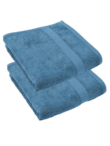 Lot de 2 serviettes de toilette 450g/m2 - CARRE D AZUR - Bleu jean