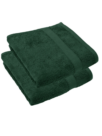 Lot de 2 serviettes de toilette 450g/m2 - CARRE D AZUR - Vert sapin