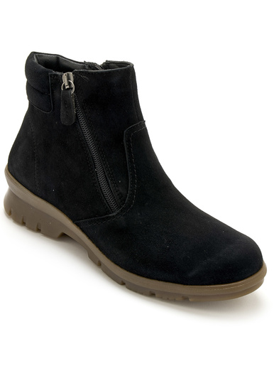 Boots en cuir extensible double zip - Pédiconfort - Noir