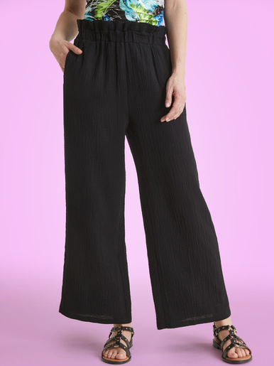 Pantalon ample en gaze de coton - DAXON - Uni noir