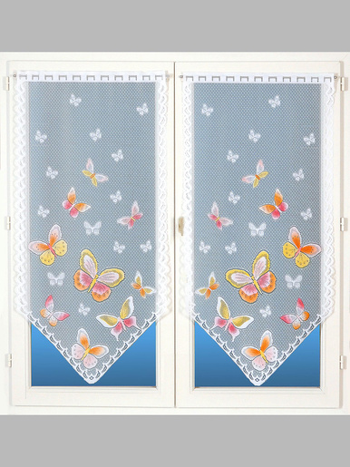 Paire de vitrages motif papillons - CARRE D AZUR - Peint