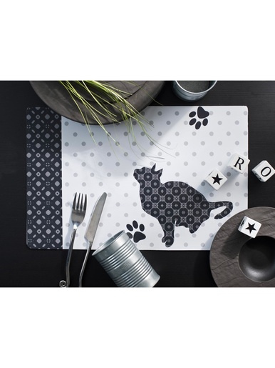 Set de table CAT GRIS - CALITEX - Gris et noir